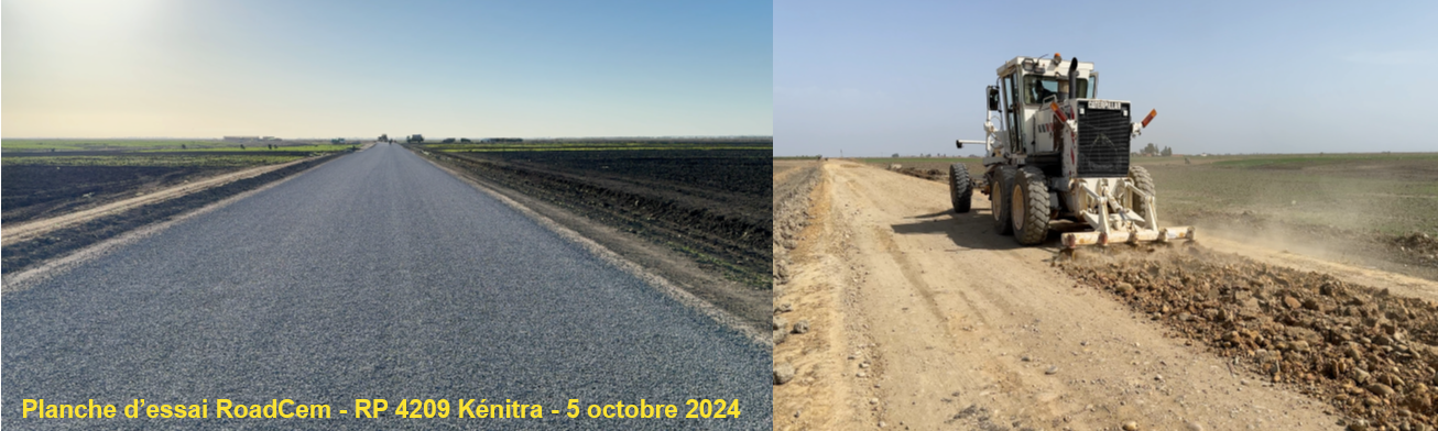 Planche d'essai routière réalisée avec RoadCem à Kénitra