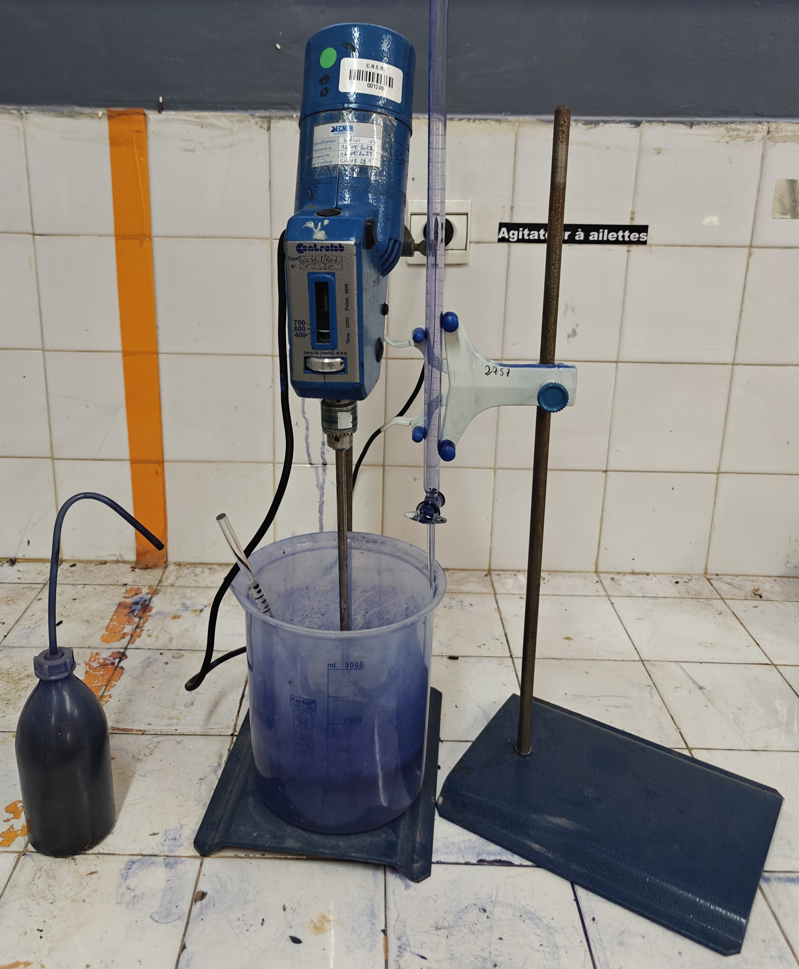 Matériel pour déterminer la valeur de bleu de méthylène
